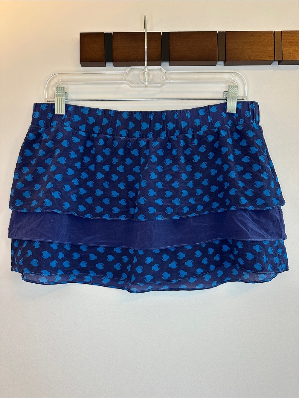 Marc Jacobs 100% Silk Navy and Bright Blue Tiered Mini Skirt